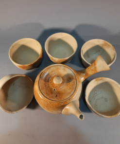 bộ ấm trà tokoname mogake hoả biến nhật bản